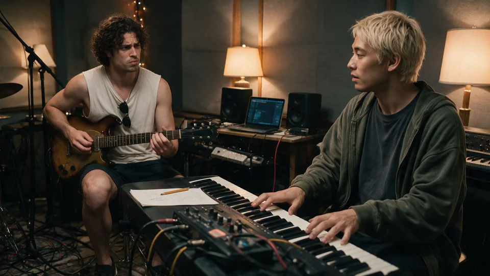 Jun at keys with Graham on guitar